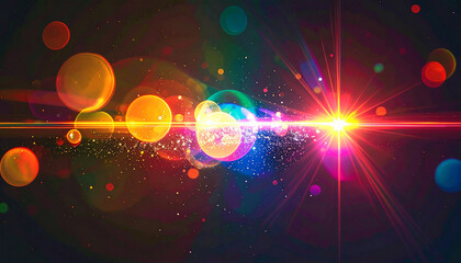 Obraz premium Colorful bokeh lights and lens flare explosion abstract