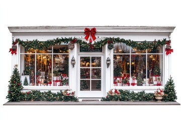 Vintage Christmas store facade christmas window decorations.