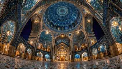 Obraz premium Intricate architectural interior at night