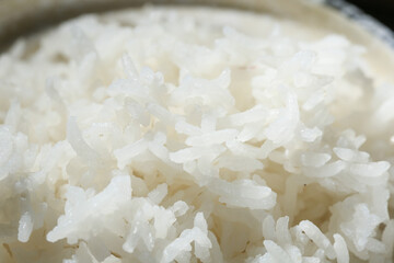 Steamed White Basmati Rice Close-Up - Fragrant Cooked Grains Ready to Serve