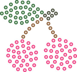 Vibrant Cherry Dot Art with Leaves 