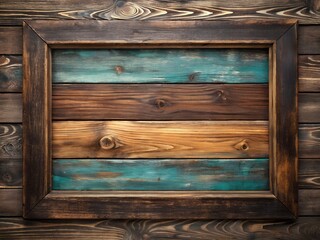 Rustic Wooden Frame with Distressed Painted Planks for Displaying Art or Photography