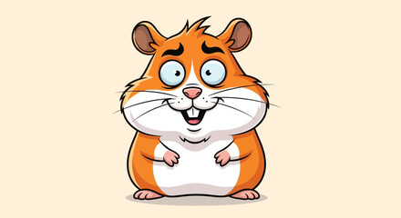 Fototapeta premium Adorable cartoon hamster character illustration with expressive eyes and a cheerful smile