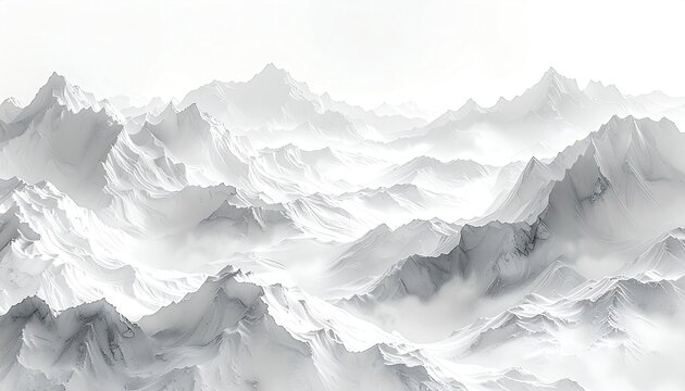 Monochrome snowy mountain range