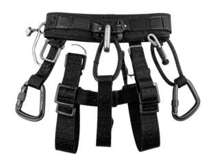 Black Rock Climbing Harness with Adjustable Straps and Safety Buckles, Isolated on transparent  Background (2)