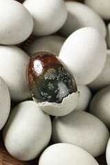 Traditional Gaoyou Century Eggs Pidan Chinese Preserved Duck Eggs Gourmet Delicacy Food Photography