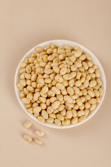 Dried Fried Soybeans Crispy Snacks from Guizhou China in White Bowl