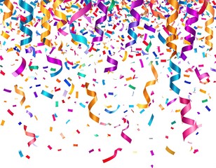 Colorful confetti and streamers on white background (2)
