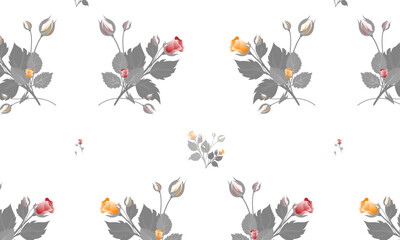 Seamless Floral Pattern Vector Design, Pattern With Rose Flower For Fashion, Fabric, Textile, Wallpaper. Vintage Striped 