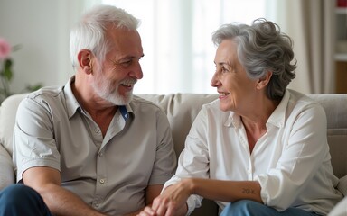 Senior couple discussing health about husband's diabetes. High quality