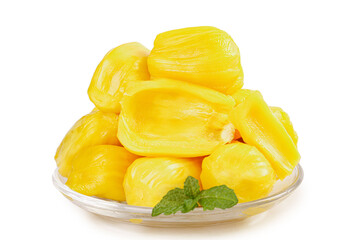 Fresh Thai Pineapple Slices with Mint Garnish on Glass Plate