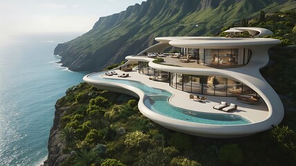 Luxury cliffside villa with stunning ocean views and infinity pool for elegant living