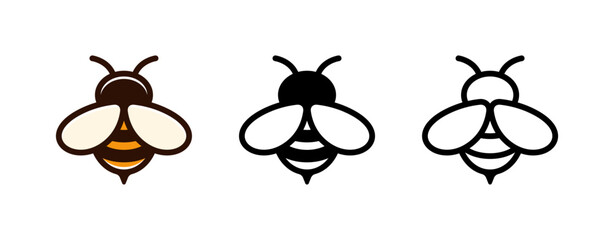 Bee icon. Honey bee vector isolated on white background.