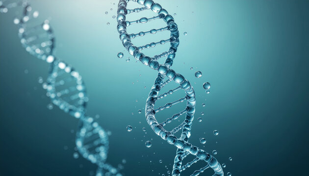 Molecular Purity: The Intricate DNA Spiral, Constructed from Pristine, Reflective Water