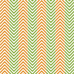 Zig-zag chevron abstract herringbone seamless pattern. Modern orange and green textile background. vector