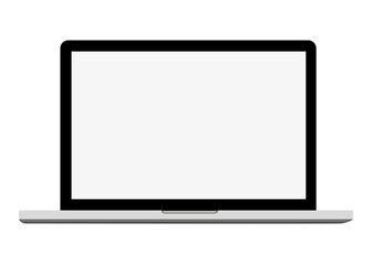 Modern Blue Laptop Mockup With Blank Screen, Front View, Isolated On White Background. Vector Illustration