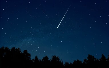 Milky Way galaxy, and a bright shooting star streaking across space.