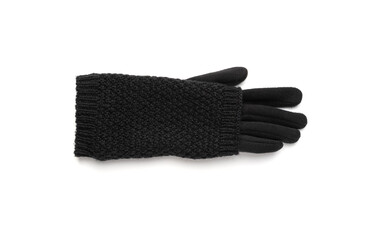 Winter Black Gloves Isolated, Touchscreen Wool Glove, Touch Screen Knitted Mittens
