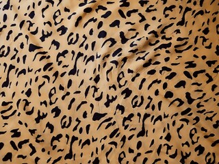 The pattern and background of the yellow fabric with black dots resembles leopard skin.