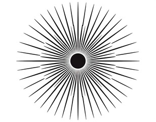 Obraz premium Circular radiating lines form a sunburst pattern around a central dark circle