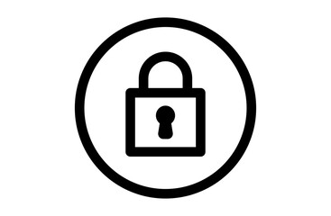 ロックアイコン（丸型と施錠マーク）のシンプルなベクターアイコン