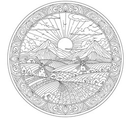 Sunrise Over the Mountains Mandala