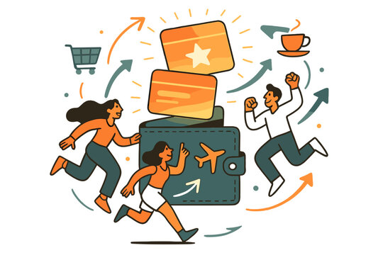 Digital Loyalty Perks. Loyalty card benefits. A wallet with glowing digital cards floating above it. Abstract - Powered by Adobe