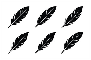 Feather, silhouettes  vector, white background illustration