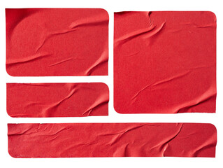 Red Leaf Shape, Rectangle with two corners sharp and two corner rounded paper stickers