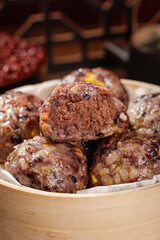 Traditional Shandong Sticky Bean Buns - Chinese Specialty Coarse Grain Steamed Buns in Bamboo Steamer
