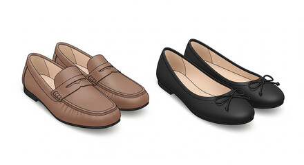 Fototapeta premium 3D Vector Casual Loafers and Ballet Flats