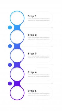 Biotechnology vertical infographic 5 steps template animation. Medicine. Sequence options HD video. Animated blank diagram visualization. Process layout empty design element. Motion graphics