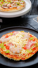 Italian Seafood Pizza with Bacon and Cheesy Toppings - Delicious Gourmet Food Photography