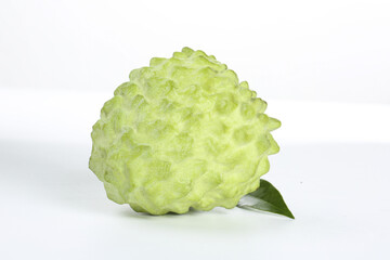 Fresh Taiwan Custard Apple Sugar Apple Tropical Fruit with Leaf White Background