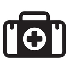 Obraz premium First Aid Kit Vector Icon Simple | Medical, Healthcare, and Emergency Symbol