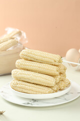 Sweet White Corn Cobs from Xishuangbanna Stacked on Marble Plate - Traditional Asian Sticky Corn Snack