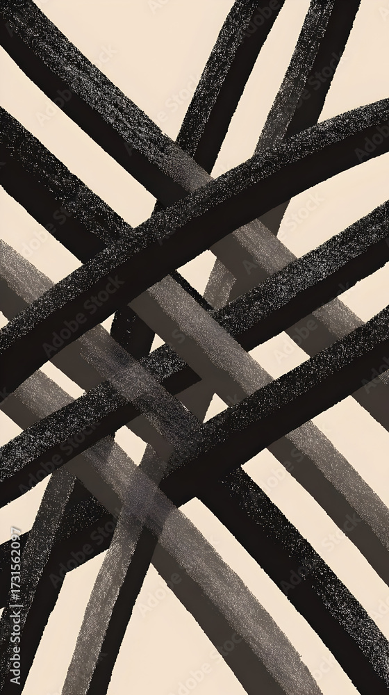 Wall mural scribble lines in black layered over light backgrounds creating expressive and abstract modern art t
