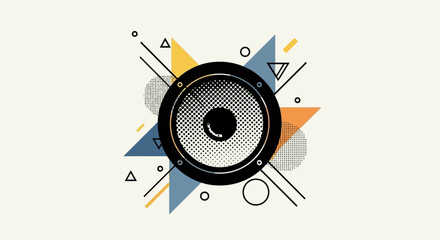Modern speaker illustration with geometric shapes for music and audio related designs