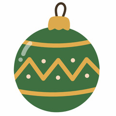 Obraz premium Christmas Bauble Ornament in Hand-Drawn Flat Style for Holiday Decoration