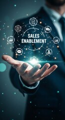 Hand holding digital network business technology