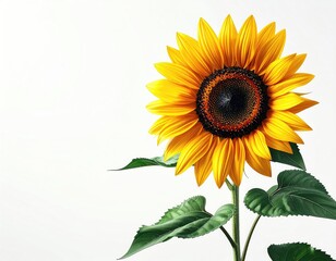 Obraz premium Vibrant sunflower against white background