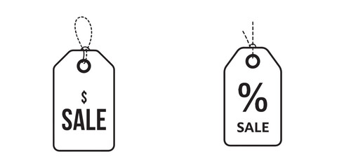 Sale Price Tags with Dollar and Percentage Symbols