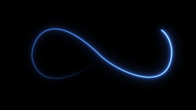 Glowing blue infinity symbol light trail abstract motion background endless loop digital art blue light