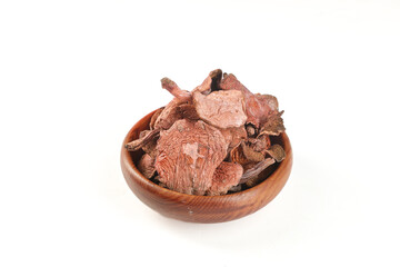 Dried Red Porcini Mushrooms in Wooden Bowl - Yunnan Premium Hot Pot Ingredients