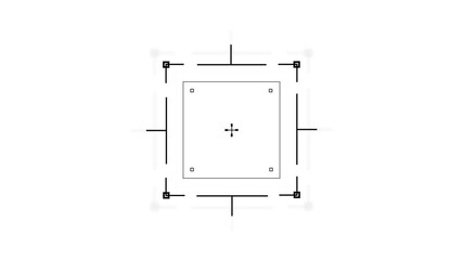 Minimalist crosshair target reticle graphic design with focus point and directional markers abstract technology concept clean white background - Powered by Adobe