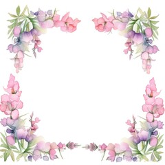 Fototapeta premium Snapdragon border watercolor pattern flower plant.