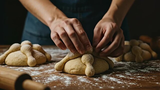 Close-up of preparing Pan de Muerto for the Day of the Dead