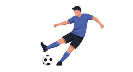illustration of a soccer player kicking a ball, minimal design with clean background.