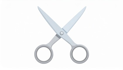 Detailed illustration features a pair of scissors in a crossed position, presented against a clean white background.