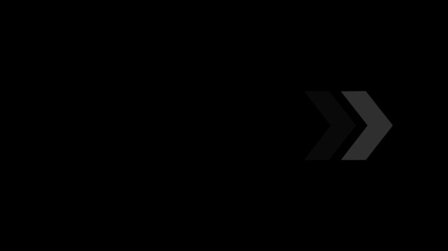 Animated grey arrows moving forward on black background abstract motion graphic progress concept movement